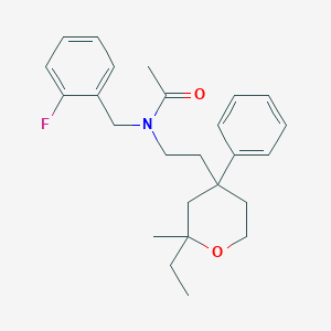 molecular formula C25H32FNO2 B4079672 N-[2-(2-ethyl-2-methyl-4-phenyltetrahydro-2H-pyran-4-yl)ethyl]-N-(2-fluorobenzyl)acetamide 
