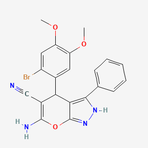 molecular formula C21H17BrN4O3 B4079677 6-amino-4-(2-bromo-4,5-dimethoxyphenyl)-3-phenyl-1,4-dihydropyrano[2,3-c]pyrazole-5-carbonitrile 