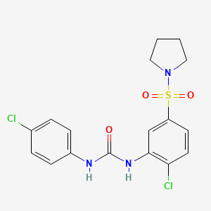 molecular formula C17H17Cl2N3O3S B4079685 N-(4-chlorophenyl)-N'-[2-chloro-5-(1-pyrrolidinylsulfonyl)phenyl]urea 
