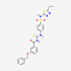 molecular formula C25H23N5O4S3 B4079693 3-(benzyloxy)-N-{[(4-{[(5-ethyl-1,3,4-thiadiazol-2-yl)amino]sulfonyl}phenyl)amino]carbonothioyl}benzamide 