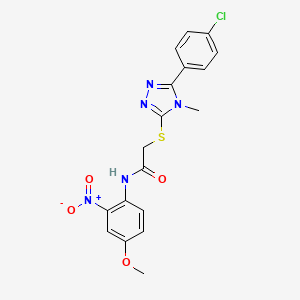 molecular formula C18H16ClN5O4S B4079705 2-{[5-(4-chlorophenyl)-4-methyl-4H-1,2,4-triazol-3-yl]thio}-N-(4-methoxy-2-nitrophenyl)acetamide 