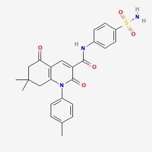 molecular formula C25H25N3O5S B4079714 N-[4-(aminosulfonyl)phenyl]-7,7-dimethyl-1-(4-methylphenyl)-2,5-dioxo-1,2,5,6,7,8-hexahydro-3-quinolinecarboxamide 