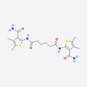 molecular formula C20H26N4O4S2 B407974 N,N'-bis(3-carbamoyl-4,5-dimethylthiophen-2-yl)hexanediamide 