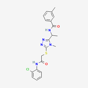 molecular formula C21H22ClN5O2S B4079740 N-{1-[5-({2-[(2-chlorophenyl)amino]-2-oxoethyl}thio)-4-methyl-4H-1,2,4-triazol-3-yl]ethyl}-3-methylbenzamide 