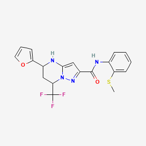 molecular formula C19H17F3N4O2S B4079760 5-(2-furyl)-N-[2-(methylthio)phenyl]-7-(trifluoromethyl)-4,5,6,7-tetrahydropyrazolo[1,5-a]pyrimidine-2-carboxamide 