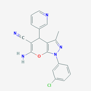 6-Amino-1-(3-chlorophenyl)-3-methyl-4-(3-pyridinyl)-1,4-dihydropyrano[2,3-c]pyrazole-5-carbonitrile