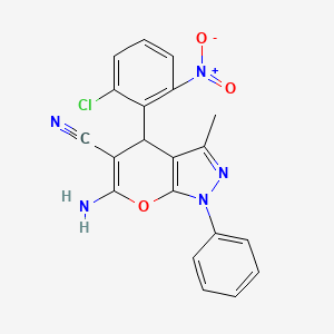 molecular formula C20H14ClN5O3 B4079774 6-amino-4-(2-chloro-6-nitrophenyl)-3-methyl-1-phenyl-1,4-dihydropyrano[2,3-c]pyrazole-5-carbonitrile 