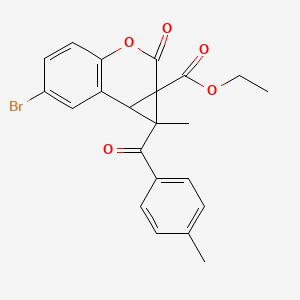 molecular formula C22H19BrO5 B4079789 ethyl 6-bromo-1-methyl-1-(4-methylbenzoyl)-2-oxo-1,7b-dihydrocyclopropa[c]chromene-1a(2H)-carboxylate 