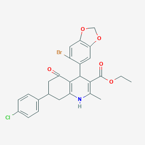 Ethyl 4-(6-bromo-1,3-benzodioxol-5-yl)-7-(4-chlorophenyl)-2-methyl-5-oxo-1,4,5,6,7,8-hexahydro-3-quinolinecarboxylate