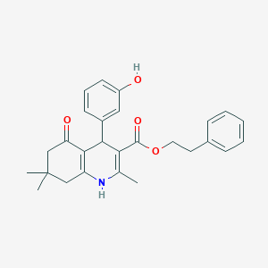 2-Phenylethyl 4-(3-hydroxyphenyl)-2,7,7-trimethyl-5-oxo-1,4,5,6,7,8-hexahydroquinoline-3-carboxylate