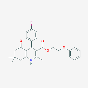 molecular formula C27H28FNO4 B407981 2-Phenoxyethyl 4-(4-fluorophenyl)-2,7,7-trimethyl-5-oxo-1,4,5,6,7,8-hexahydroquinoline-3-carboxylate 