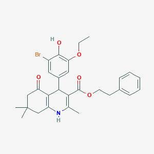 2-Phenylethyl 4-(3-bromo-5-ethoxy-4-hydroxyphenyl)-2,7,7-trimethyl-5-oxo-1,4,5,6,7,8-hexahydro-3-quinolinecarboxylate