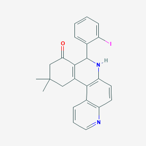 molecular formula C24H21IN2O B4079854 8-(2-iodophenyl)-11,11-dimethyl-8,10,11,12-tetrahydrobenzo[a]-4,7-phenanthrolin-9(7H)-one 