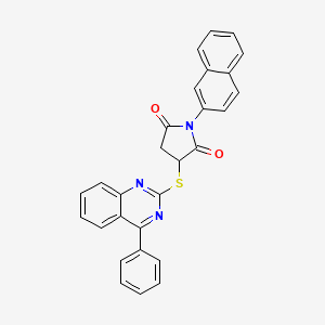 molecular formula C28H19N3O2S B4079858 1-(2-naphthyl)-3-[(4-phenyl-2-quinazolinyl)thio]-2,5-pyrrolidinedione 