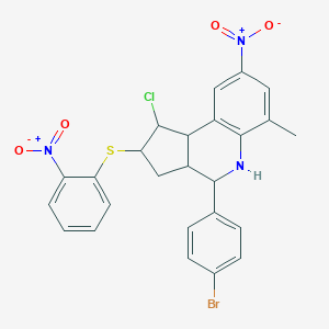 4-(4-bromophenyl)-1-chloro-8-nitro-2-({2-nitrophenyl}sulfanyl)-6-methyl-2,3,3a,4,5,9b-hexahydro-1H-cyclopenta[c]quinoline