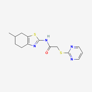 molecular formula C14H16N4OS2 B4079887 N-(6-methyl-4,5,6,7-tetrahydro-1,3-benzothiazol-2-yl)-2-(2-pyrimidinylthio)acetamide 