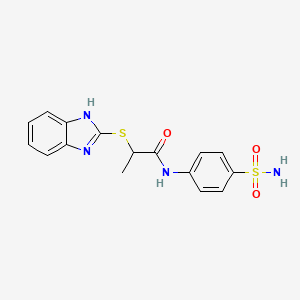 molecular formula C16H16N4O3S2 B4079923 N-[4-(aminosulfonyl)phenyl]-2-(1H-benzimidazol-2-ylthio)propanamide 