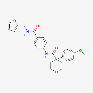 molecular formula C25H26N2O5 B4079947 N-(4-{[(2-furylmethyl)amino]carbonyl}phenyl)-4-(4-methoxyphenyl)tetrahydro-2H-pyran-4-carboxamide 