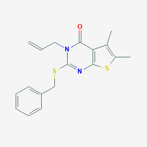 molecular formula C18H18N2OS2 B407995 3-allyl-2-(benzylsulfanyl)-5,6-dimethylthieno[2,3-d]pyrimidin-4(3H)-one CAS No. 324057-32-1