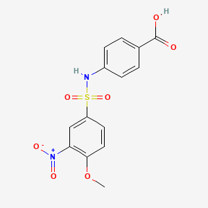 molecular formula C14H12N2O7S B4079958 4-{[(4-methoxy-3-nitrophenyl)sulfonyl]amino}benzoic acid 