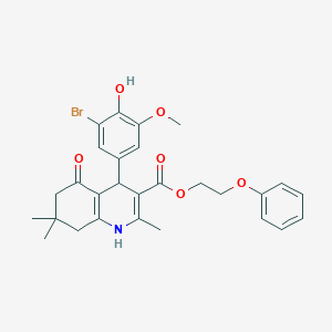 molecular formula C28H30BrNO6 B407996 2-Phenoxyethyl 4-(3-bromo-4-hydroxy-5-methoxyphenyl)-2,7,7-trimethyl-5-oxo-1,4,5,6,7,8-hexahydro-3-quinolinecarboxylate 