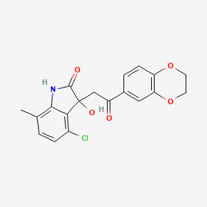 molecular formula C19H16ClNO5 B4079965 4-chloro-3-[2-(2,3-dihydro-1,4-benzodioxin-6-yl)-2-oxoethyl]-3-hydroxy-7-methyl-1,3-dihydro-2H-indol-2-one 