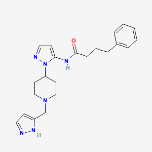 molecular formula C22H28N6O B4079970 4-phenyl-N-{1-[1-(1H-pyrazol-3-ylmethyl)-4-piperidinyl]-1H-pyrazol-5-yl}butanamide 