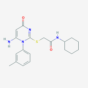 molecular formula C19H24N4O2S B4079978 2-{[6-amino-1-(3-methylphenyl)-4-oxo-1,4-dihydro-2-pyrimidinyl]thio}-N-cyclohexylacetamide 