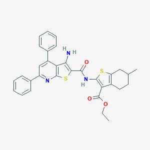 Ethyl 2-{[(3-amino-4,6-diphenylthieno[2,3-b]pyridin-2-yl)carbonyl]amino}-6-methyl-4,5,6,7-tetrahydro-1-benzothiophene-3-carboxylate