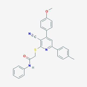 2-{[3-cyano-4-(4-methoxyphenyl)-6-(4-methylphenyl)-2-pyridinyl]sulfanyl}-N-phenylacetamide