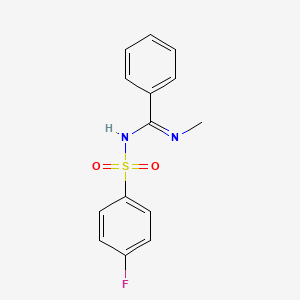 molecular formula C14H13FN2O2S B4079990 N'-[(4-fluorophenyl)sulfonyl]-N-methylbenzenecarboximidamide 