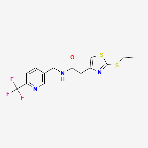 molecular formula C14H14F3N3OS2 B4080002 2-[2-(ethylthio)-1,3-thiazol-4-yl]-N-{[6-(trifluoromethyl)pyridin-3-yl]methyl}acetamide 