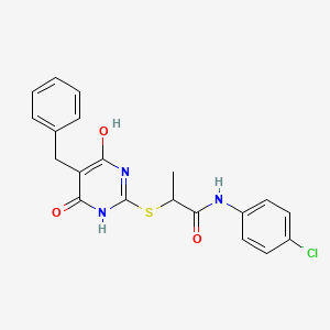 2-[(5-benzyl-4-hydroxy-6-oxo-1,6-dihydro-2-pyrimidinyl)thio]-N-(4-chlorophenyl)propanamide