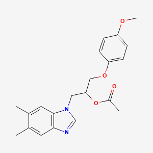 molecular formula C21H24N2O4 B4080032 2-(5,6-dimethyl-1H-benzimidazol-1-yl)-1-[(4-methoxyphenoxy)methyl]ethyl acetate 