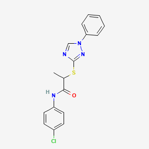 molecular formula C17H15ClN4OS B4080040 N-(4-chlorophenyl)-2-[(1-phenyl-1H-1,2,4-triazol-3-yl)thio]propanamide 