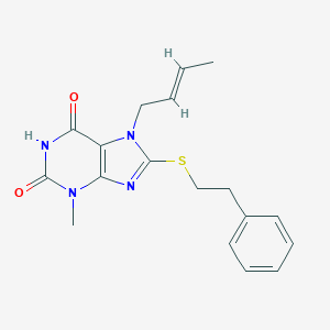 molecular formula C18H20N4O2S B408005 7-(2-butenyl)-3-methyl-8-[(2-phenylethyl)sulfanyl]-3,7-dihydro-1H-purine-2,6-dione CAS No. 313470-42-7