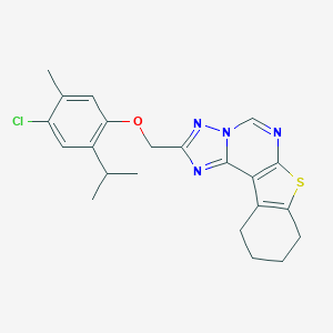 molecular formula C22H23ClN4OS B408007 2-({[4-Chloro-5-methyl-2-(1-methylethyl)phenyl]oxy}methyl)-8,9,10,11-tetrahydro[1]benzothieno[3,2-e][1,2,4]triazolo[1,5-c]pyrimidine CAS No. 325831-87-6