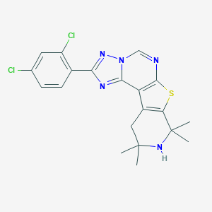 molecular formula C20H19Cl2N5S B408008 2-(2,4-Dichlorophenyl)-8,8,10,10-tetramethyl-8,9,10,11-tetrahydropyrido[4',3':4,5]thieno[3,2-e][1,2,4]triazolo[1,5-c]pyrimidine 