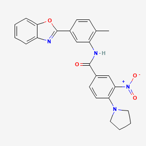 molecular formula C25H22N4O4 B4080085 N-[5-(1,3-benzoxazol-2-yl)-2-methylphenyl]-3-nitro-4-(1-pyrrolidinyl)benzamide 