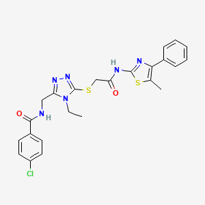 molecular formula C24H23ClN6O2S2 B4080097 4-chloro-N-{[4-ethyl-5-({2-[(5-methyl-4-phenyl-1,3-thiazol-2-yl)amino]-2-oxoethyl}thio)-4H-1,2,4-triazol-3-yl]methyl}benzamide 