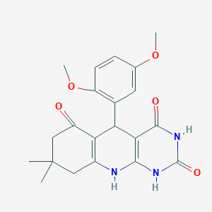 molecular formula C21H23N3O5 B4080101 5-(2,5-dimethoxyphenyl)-8,8-dimethyl-5,8,9,10-tetrahydropyrimido[4,5-b]quinoline-2,4,6(1H,3H,7H)-trione 