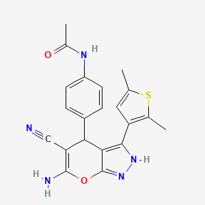 molecular formula C21H19N5O2S B4080108 N-{4-[6-amino-5-cyano-3-(2,5-dimethyl-3-thienyl)-1,4-dihydropyrano[2,3-c]pyrazol-4-yl]phenyl}acetamide 