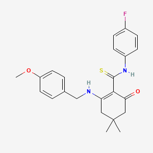 molecular formula C23H25FN2O2S B4080110 N-(4-fluorophenyl)-2-[(4-methoxybenzyl)amino]-4,4-dimethyl-6-oxo-1-cyclohexene-1-carbothioamide 