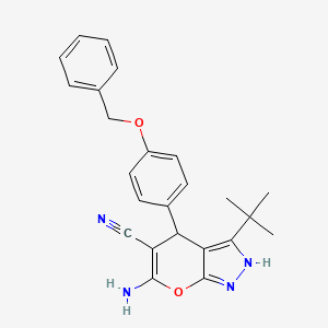 6-amino-4-[4-(benzyloxy)phenyl]-3-tert-butyl-1,4-dihydropyrano[2,3-c]pyrazole-5-carbonitrile