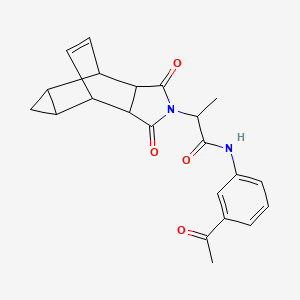 molecular formula C22H22N2O4 B4080141 N-(3-acetylphenyl)-2-(3,5-dioxo-4-azatetracyclo[5.3.2.0~2,6~.0~8,10~]dodec-11-en-4-yl)propanamide 