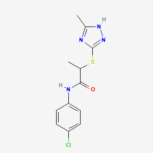 molecular formula C12H13ClN4OS B4080153 N-(4-chlorophenyl)-2-[(5-methyl-4H-1,2,4-triazol-3-yl)thio]propanamide 