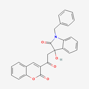 molecular formula C26H19NO5 B4080200 1-benzyl-3-hydroxy-3-[2-oxo-2-(2-oxo-2H-chromen-3-yl)ethyl]-1,3-dihydro-2H-indol-2-one 