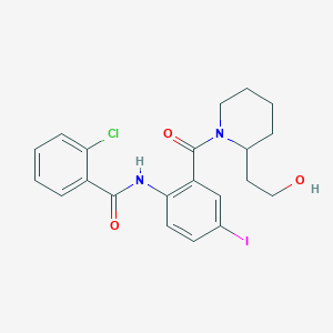molecular formula C21H22ClIN2O3 B4080204 2-chloro-N-(2-{[2-(2-hydroxyethyl)-1-piperidinyl]carbonyl}-4-iodophenyl)benzamide 