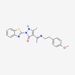 molecular formula C22H22N4O2S B4080222 2-(1,3-benzothiazol-2-yl)-4-(1-{[2-(4-methoxyphenyl)ethyl]amino}ethylidene)-5-methyl-2,4-dihydro-3H-pyrazol-3-one 