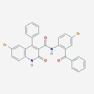 molecular formula C29H18Br2N2O3 B408023 6-bromo-N-[4-bromo-2-(phenylcarbonyl)phenyl]-2-hydroxy-4-phenylquinoline-3-carboxamide 